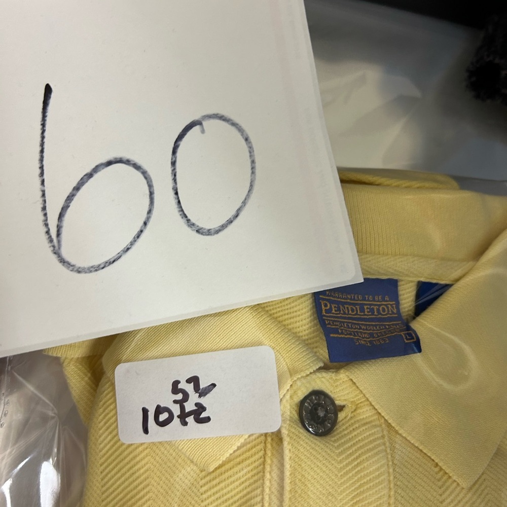 Vintage Men Pendleton Polo Shirt Size L  Yellow Butter 100% cotton Natural - Picture 13 of 13